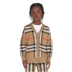 NWT Burberry Johnny Cardigan Archive Beige Check. Sz. 6 Youth. Nice!